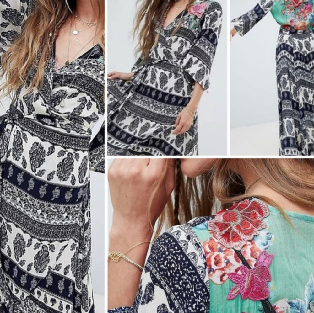 Aratta Silent Journey Embroidered Floral Anthropologie Maxi Dress Size Small - Picture 10 of 10